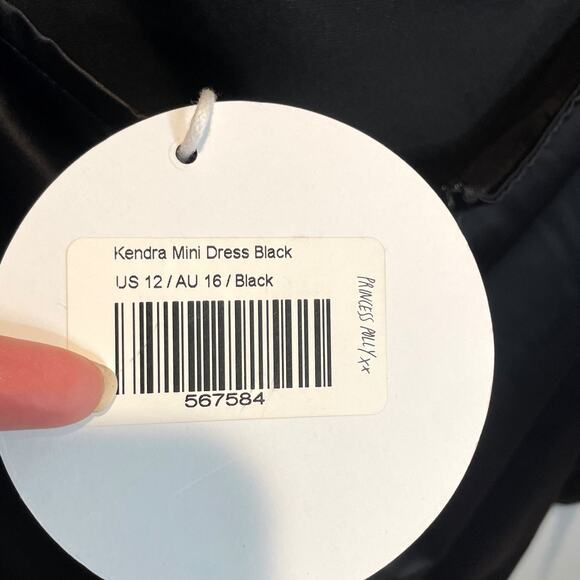 Princess Polly NWT Black Satin Kendra Mini Dress - size 12 - Picture 9 of 11